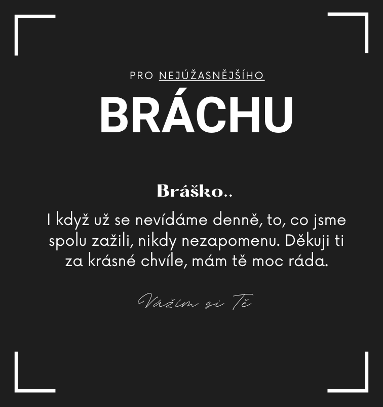 Věnování - nejúžasnější brácha