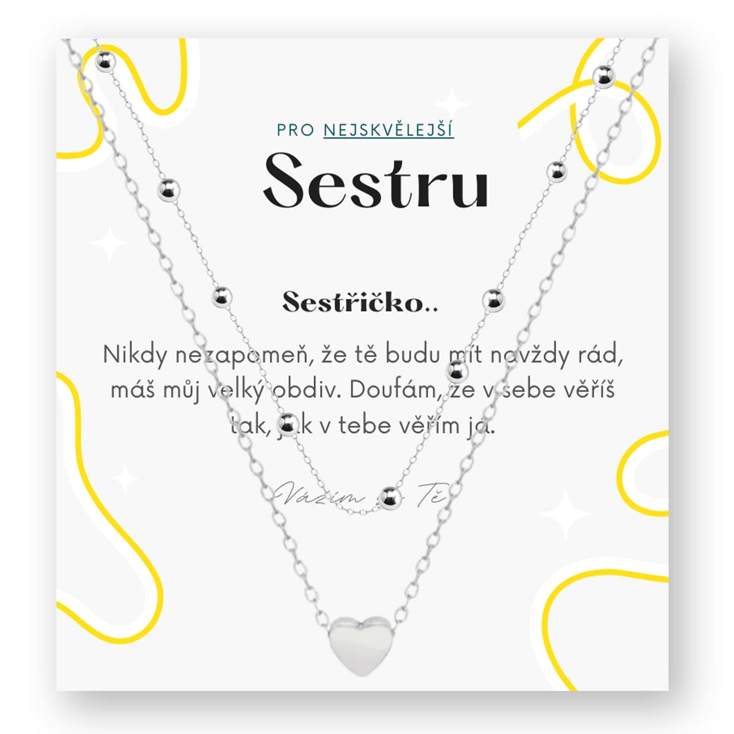 Sada pro sestru - Set srdíčko s perličkami