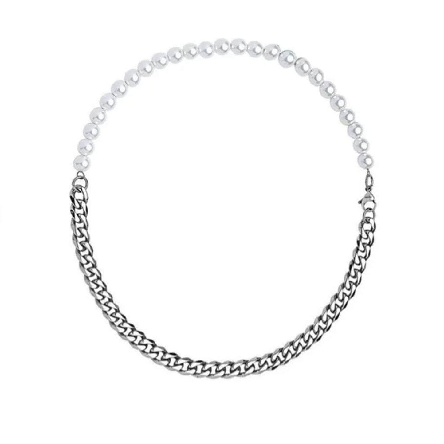 Ocelovo - perlový náhrdelník