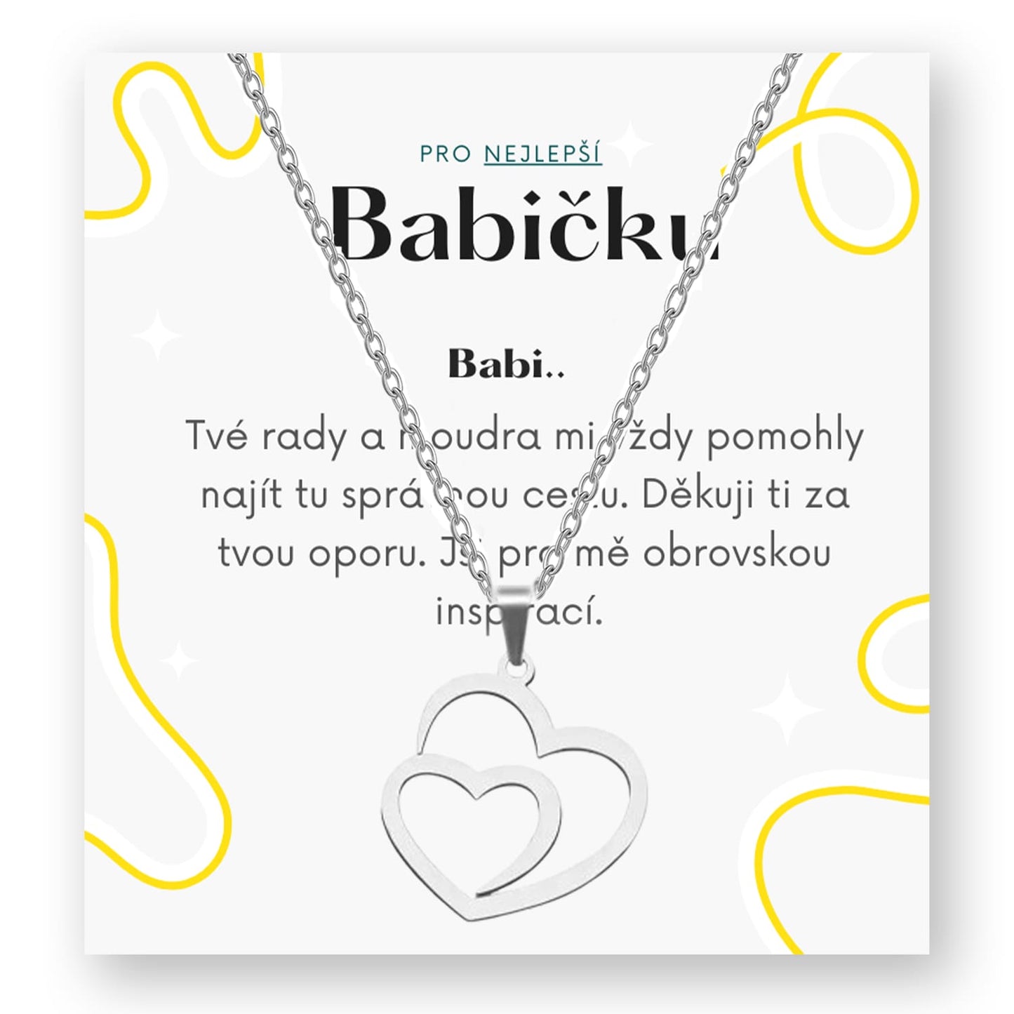Sada pro babičku - Dvojité srdíčko řetízek