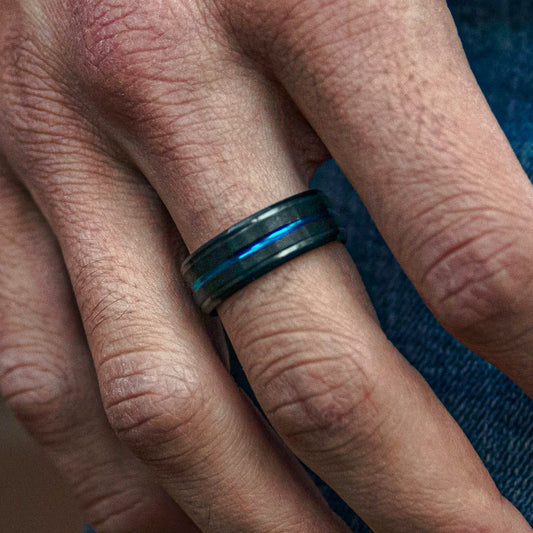 Modro-černý matný prsten