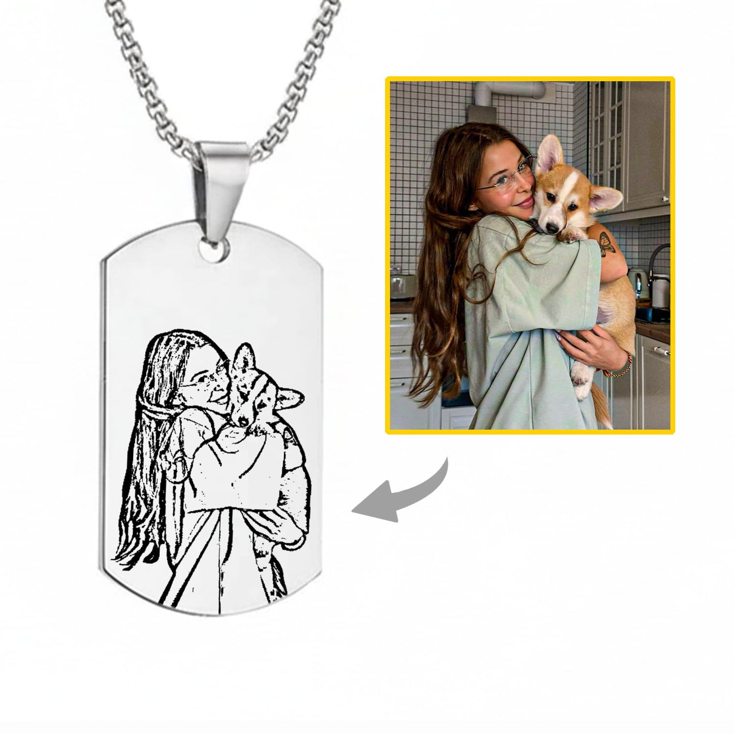 Řetízek Vojenská známka s vlastním textem - větší