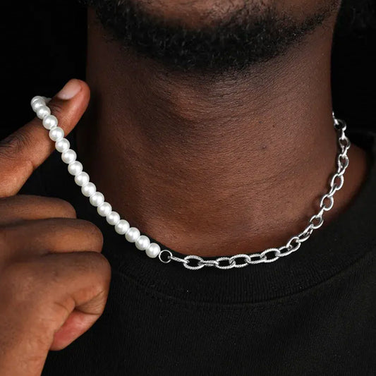 perlovo ocelový náhrdelník