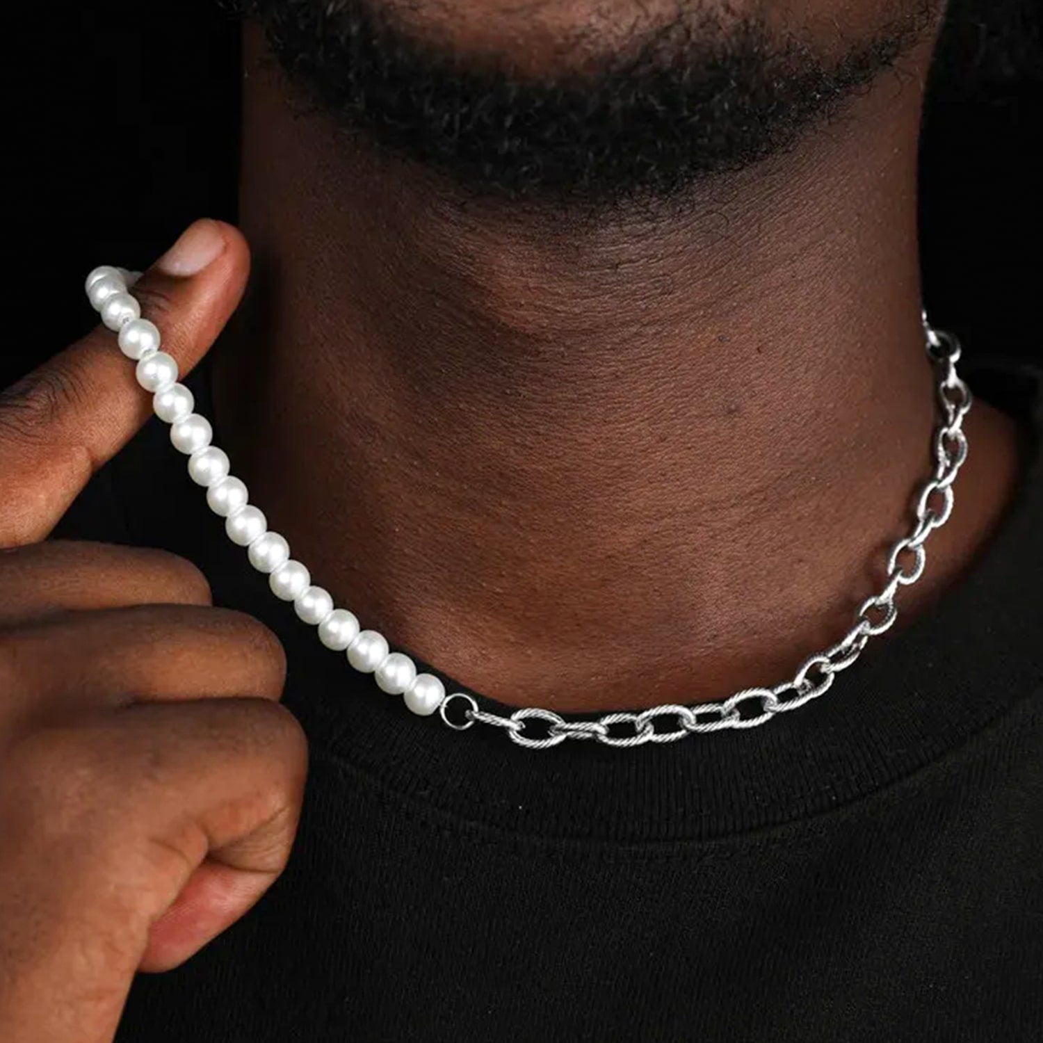 perlovo ocelový náhrdelník