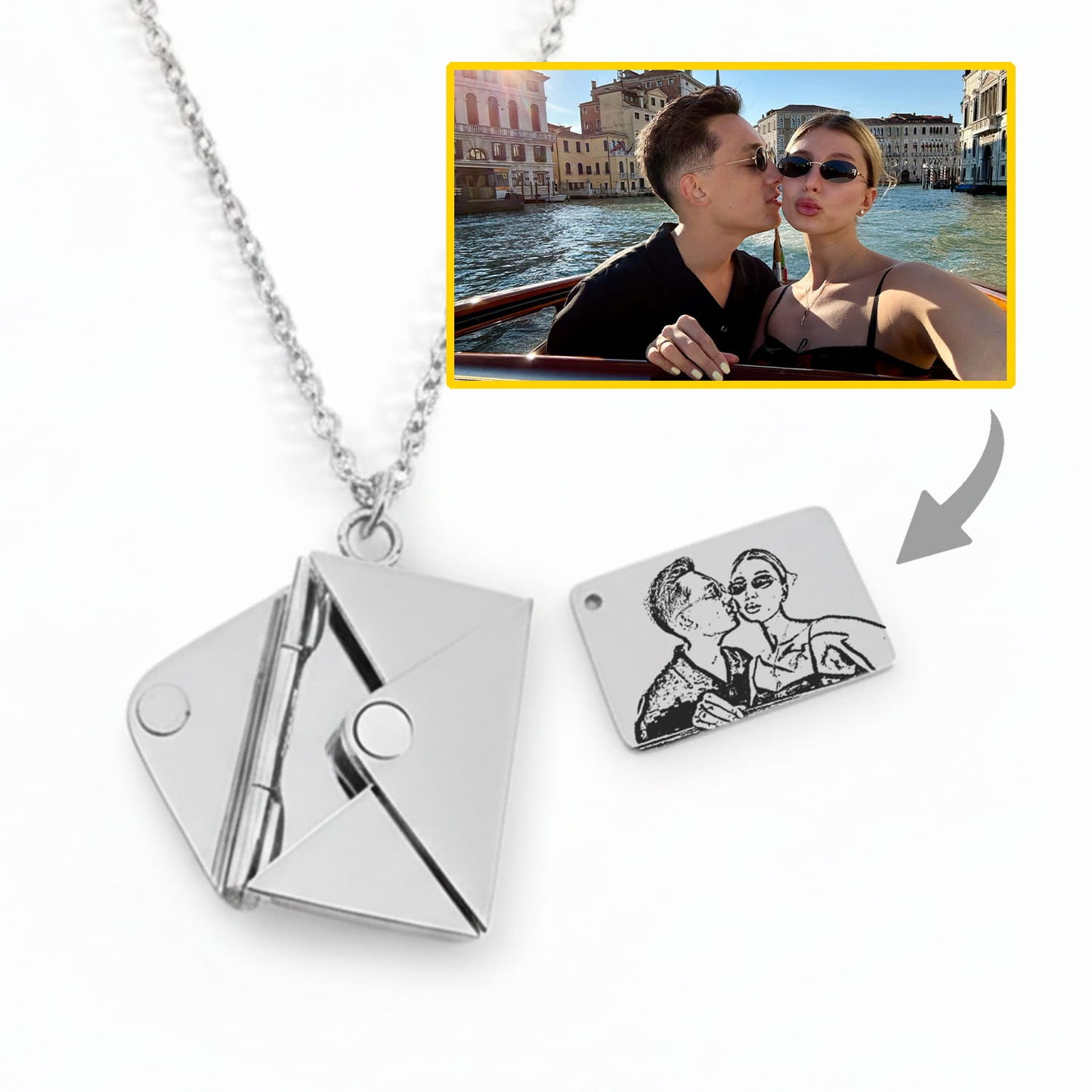 Obálka s Vlastní fotkou či textem - na řetízku