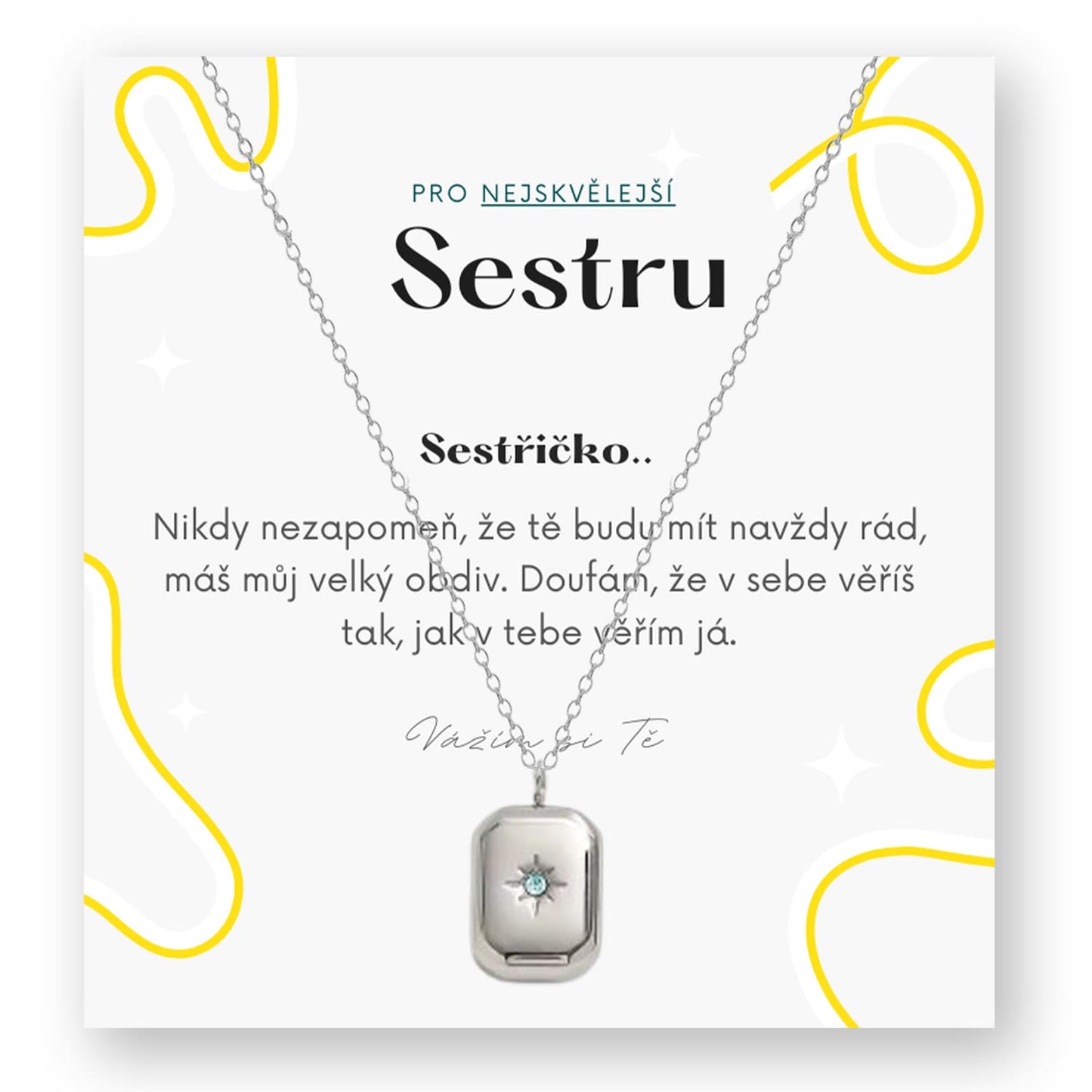 Sada pro sestru - Square silver řetízek