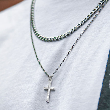 Set Křížek - Široký řetízek + řetízek s křížkem